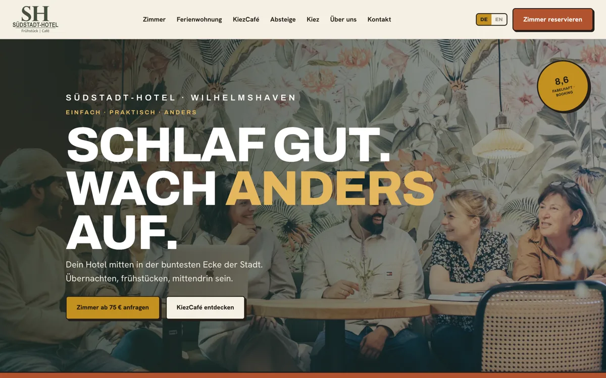 Startseite der Website von Südstadt-Hotel Wilhelmshaven